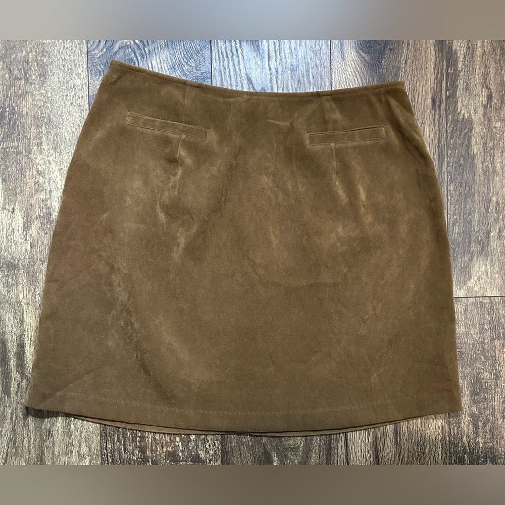 Express Brown Suede-Look Mini Skirt